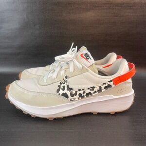Nike Waffle Debut Women's Size 8.5 White Leopard Gum Sole Athletic Shoes DZ5201